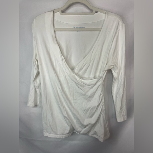 Soft Surroundings faux wrap blouse. Beautiful draping in the front. - Picture 1 of 4